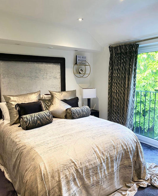 Opulent Gold And Black Master Bedroom, Hale Barns