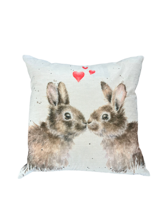 Kissing Rabbit Cushion Cover