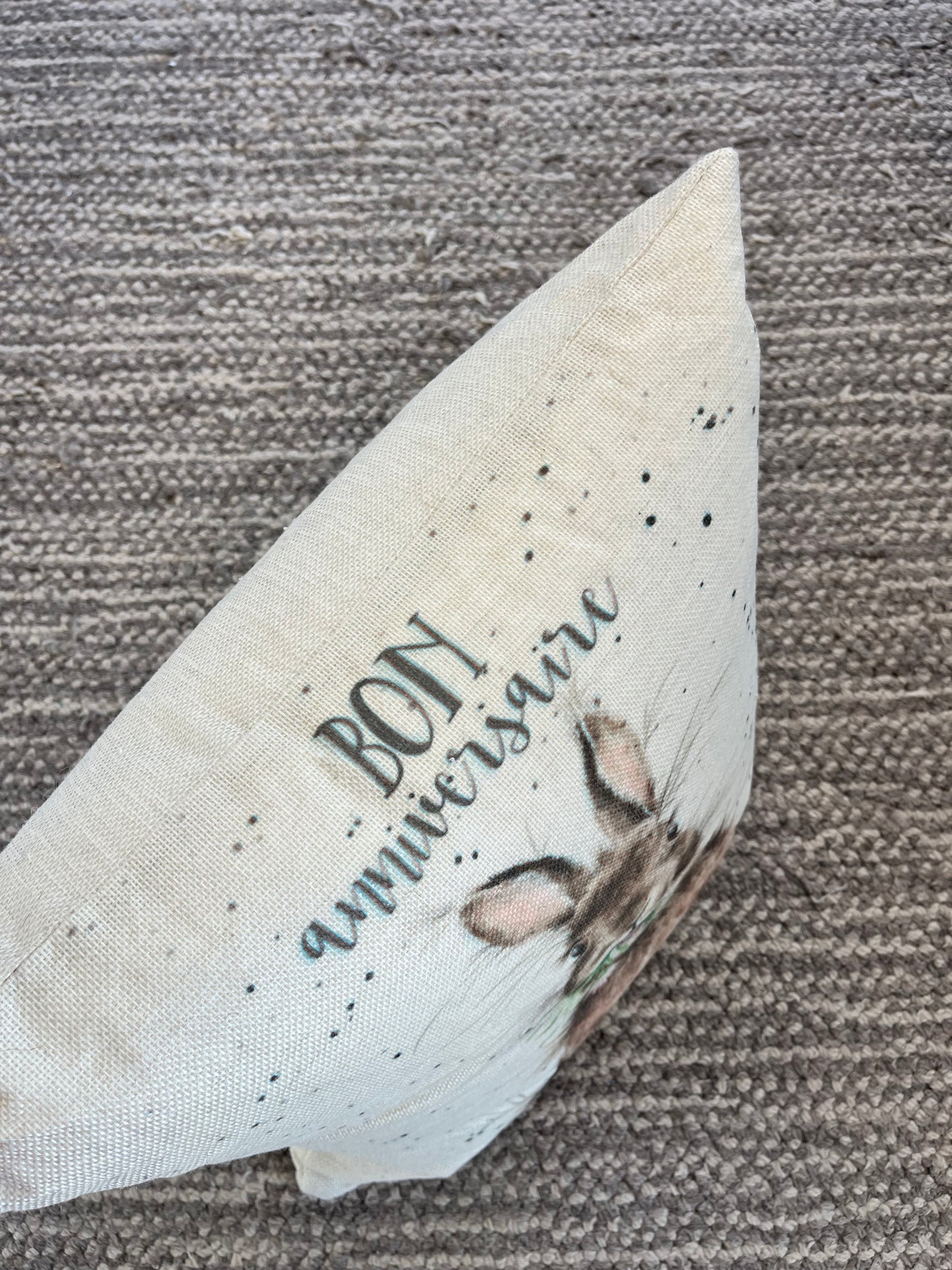 ‘Bon Anniversaire’ Rabbit Cushion Cover