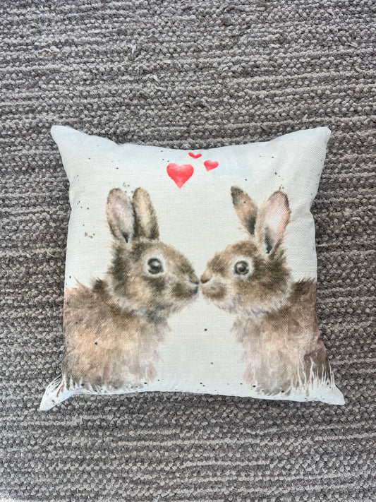Kissing Rabbit Cushion Cover