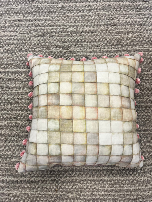 Pink Pom Pom Cushion Cover