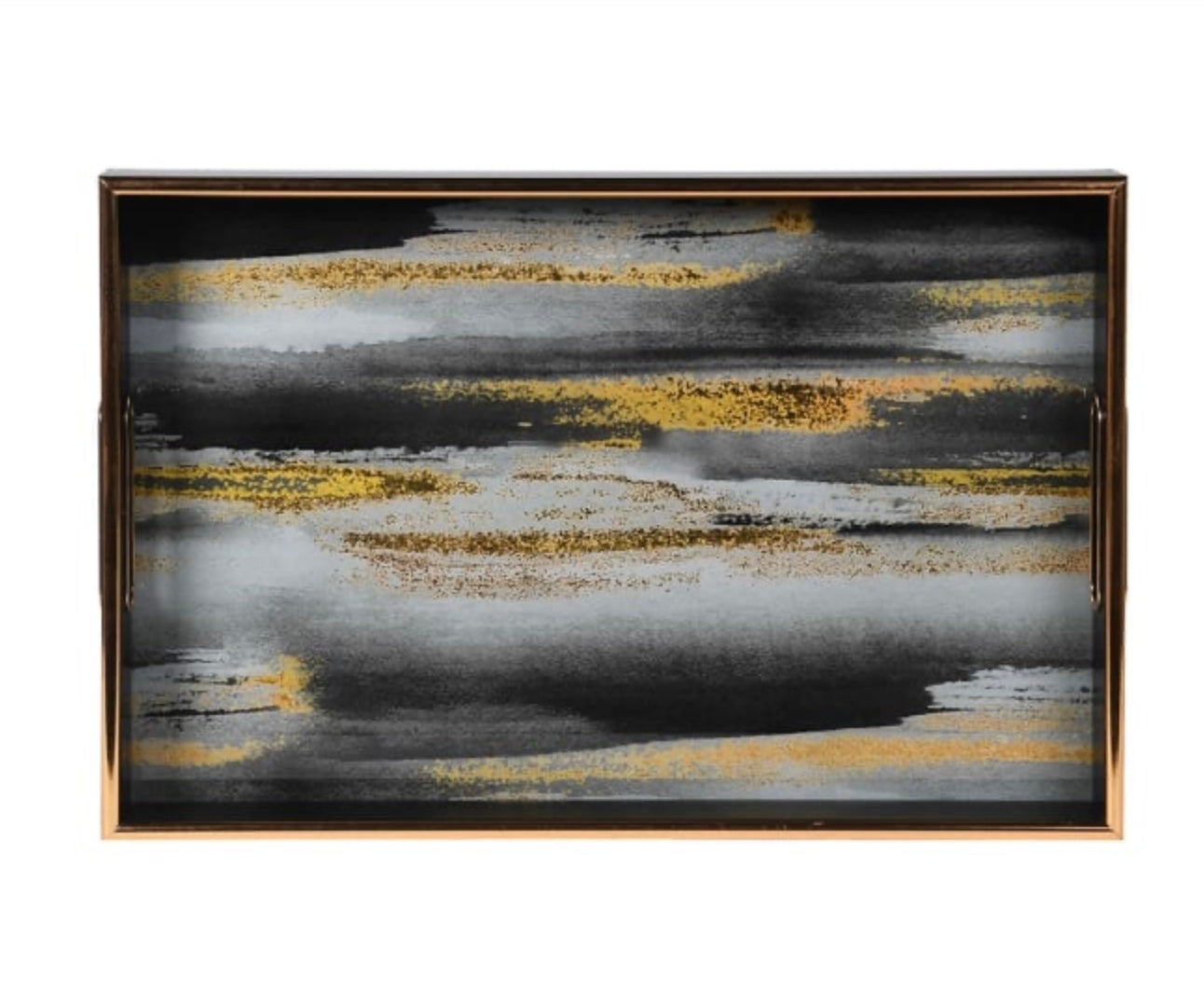 Abstract Gold Black Tray
