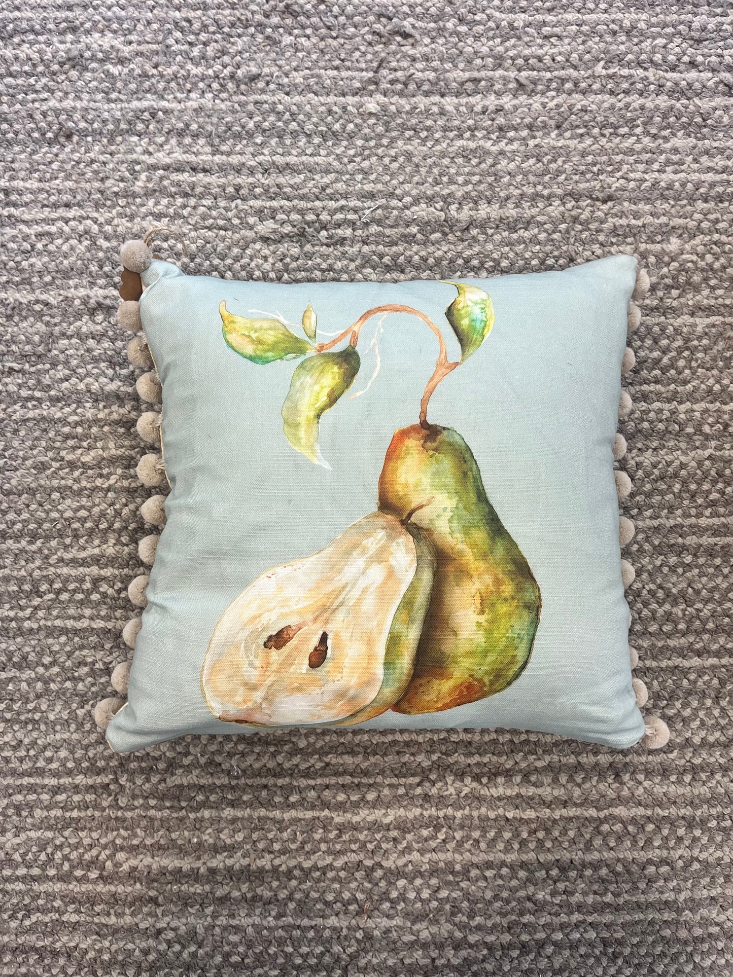Pear Cushion Cover With Pom Pom Trim