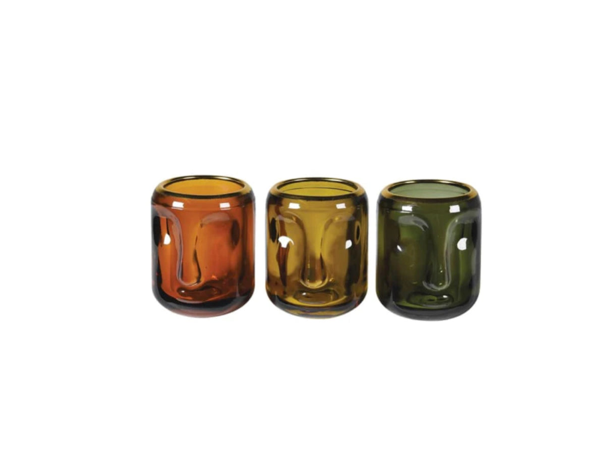 Set of 3 Small Face Candle Holders