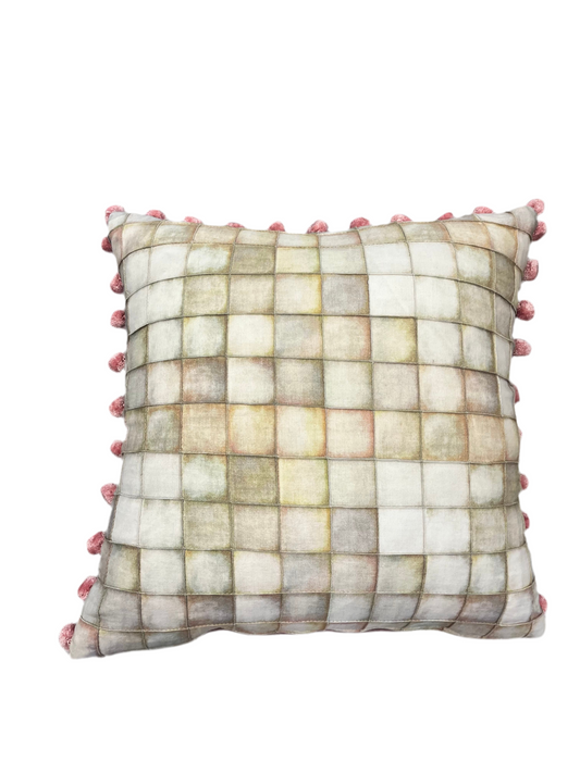 Pink Pom Pom Cushion Cover