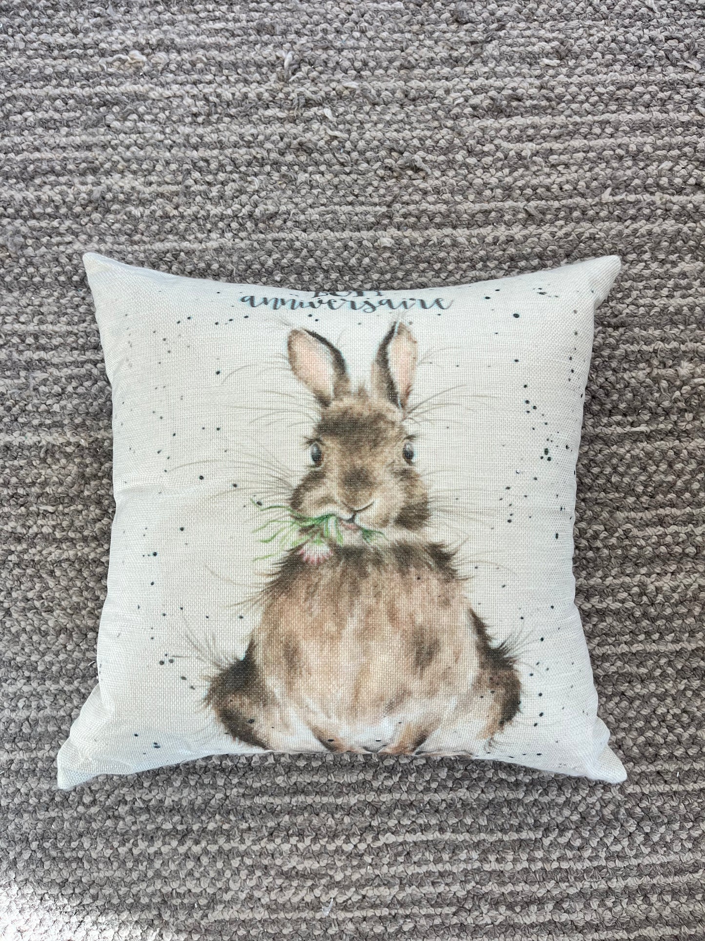 ‘Bon Anniversaire’ Rabbit Cushion Cover