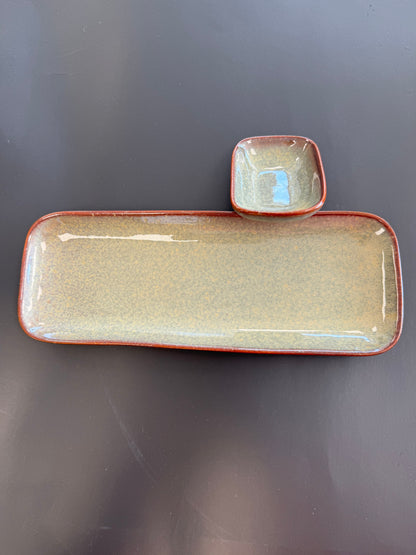 Dakaya Ceramic Dip Bowl & Tray