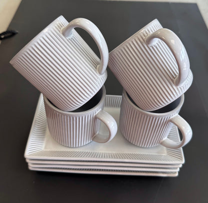 Set Of 4 Mugs & Cake Plates