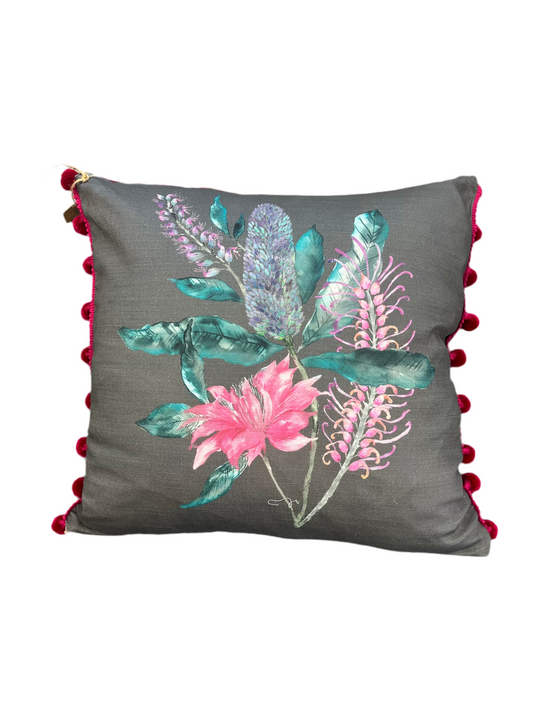 Pink And Turquoise Floral Cushion