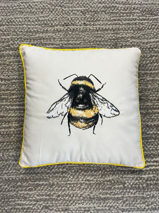 Embroidered Bee Cushion