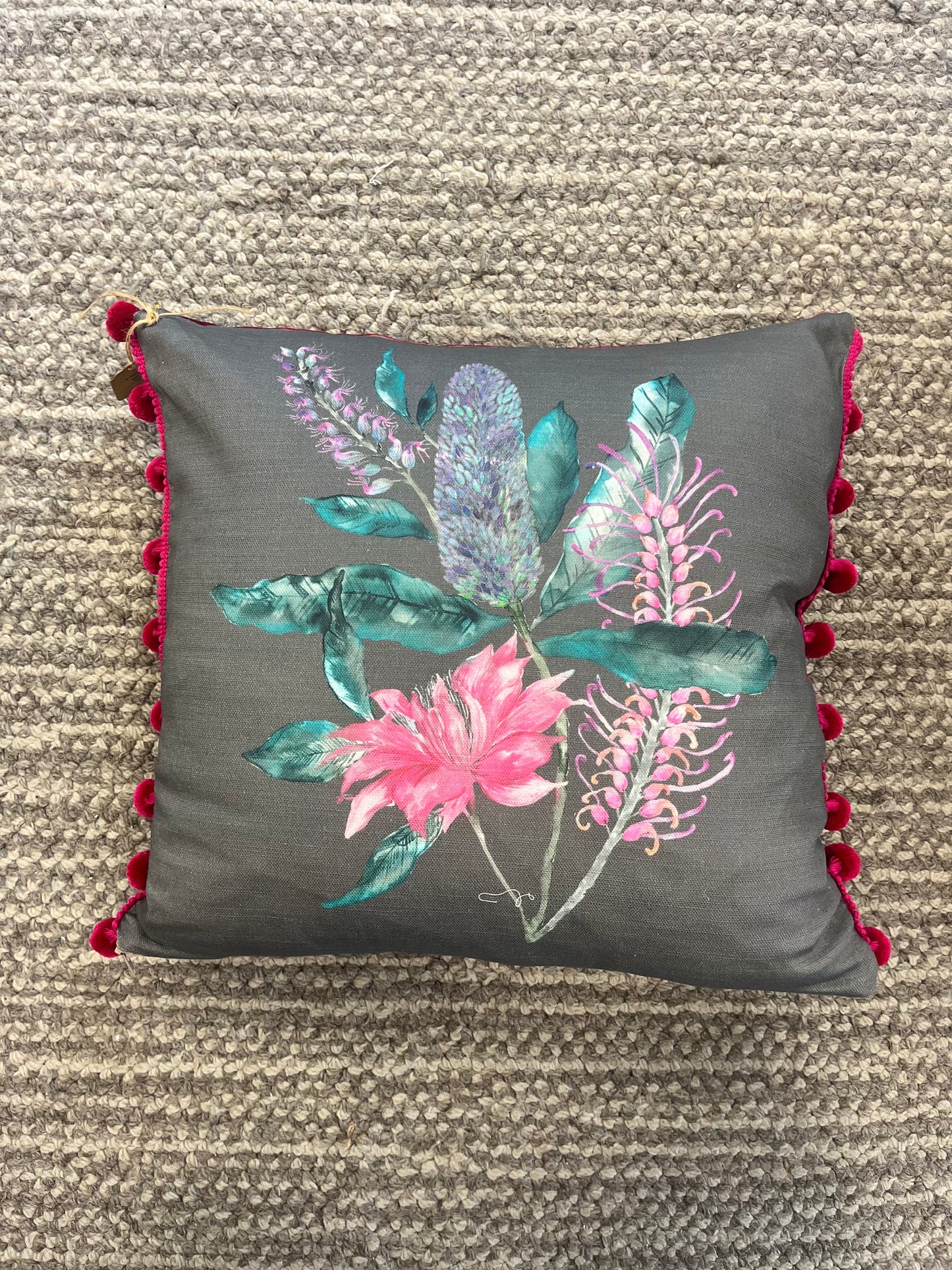 Pink And Turquoise Floral Cushion
